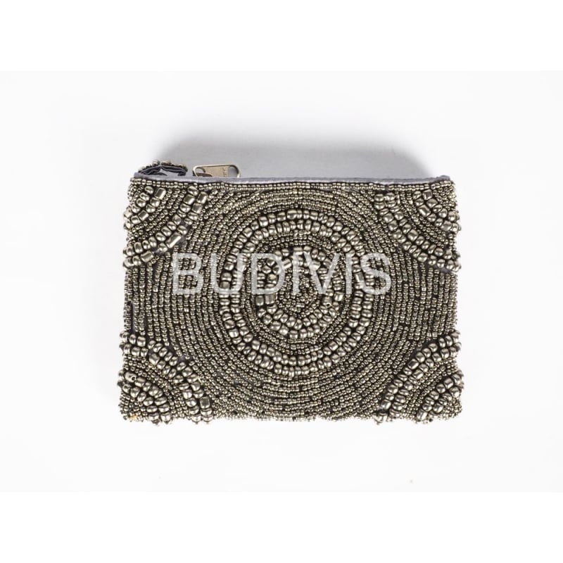 Silver Rectangular Beaded Wallet