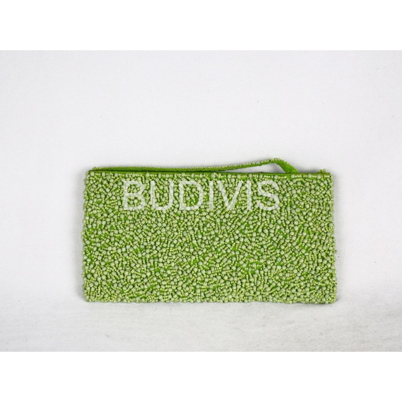 Green Rectangular Beaded Wallet