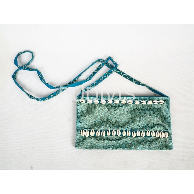 Shell-Embellished Beaded Wallet