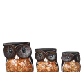 Wholesale Wooden Animal Statue Owl Model Set 3