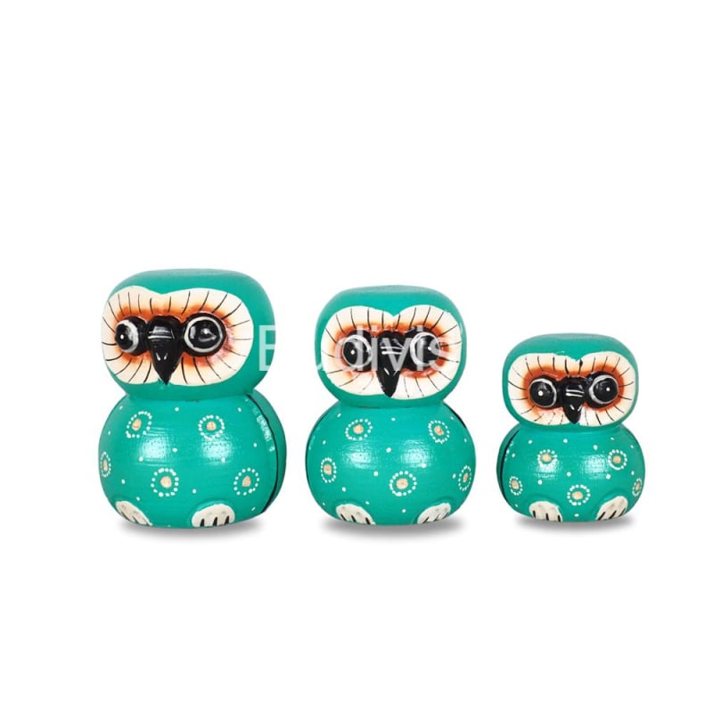 Wholesale Wooden Animal Statue Owl Model Set 3