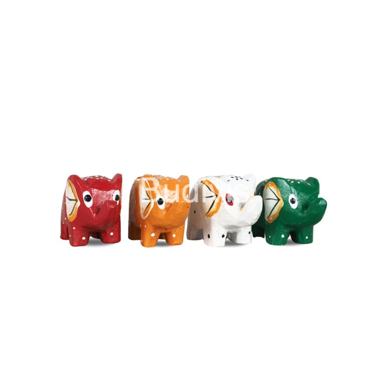 Wholesale Wooden Animal Statue Elephant Model Set 4