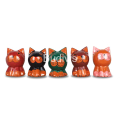 Wholesale Wooden Animal Statue Cat Model Set 5