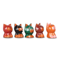 Wholesale Wooden Animal Statue Cat Model Set 5