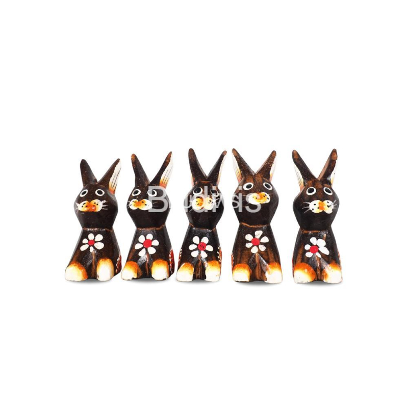 Wholesale Wooden Animal Model Rabbit Set 5 Pieces