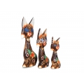 Wholesale Wooden Animal Figurine Cat Model Set 3