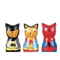 Wholesale Wooden Animal Figurine Super Hero Cat Model Set 3