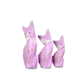 Wholesale Wooden Animal Statue Cat Model Set 3