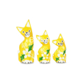 Wholesale Wooden Animal Statue Cat Model Set 3