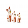 Wholesale Wooden Animal Statue Cat Model Set 3