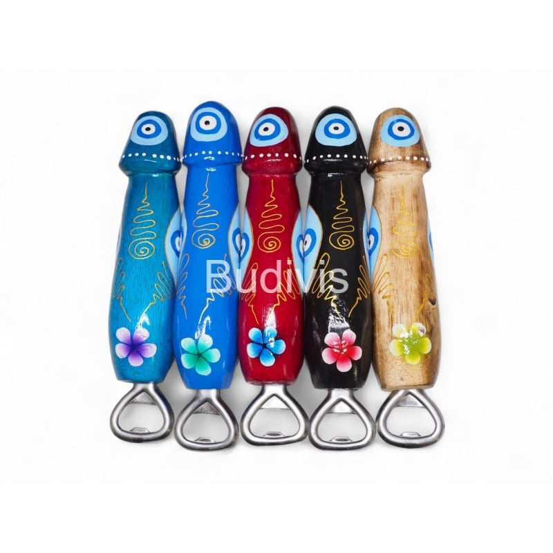 Wholesale Wooden Penis Bottle Oppeners wint Eye Painting on side