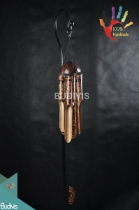 Bali Outdoor Hanging Burned Floral Bamboo Wind Chimes